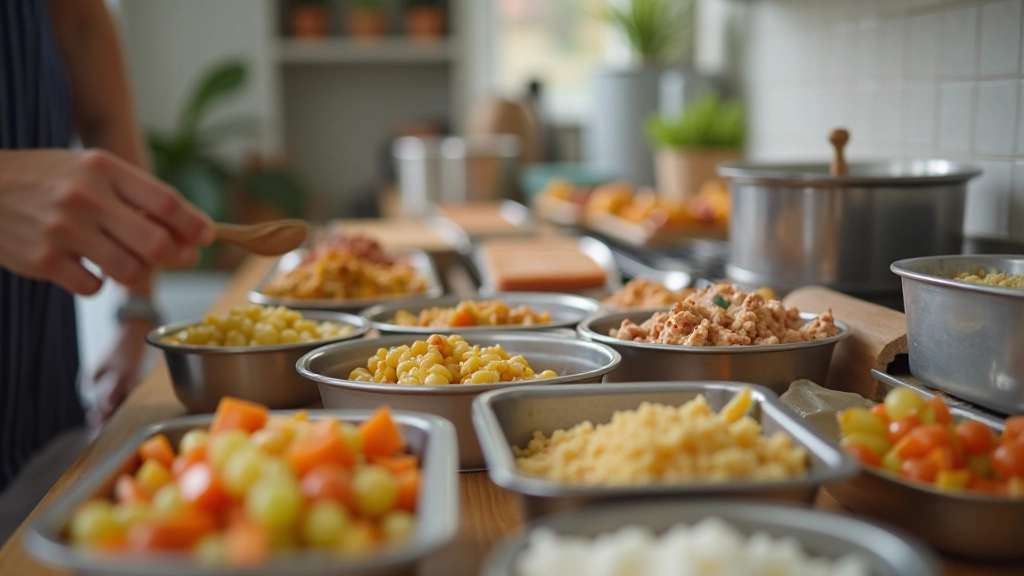 Préparation batch cooking en cuisine